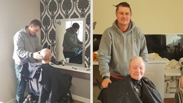 Gentlemen at Glasgow care home enjoy visit from the Caring Barber